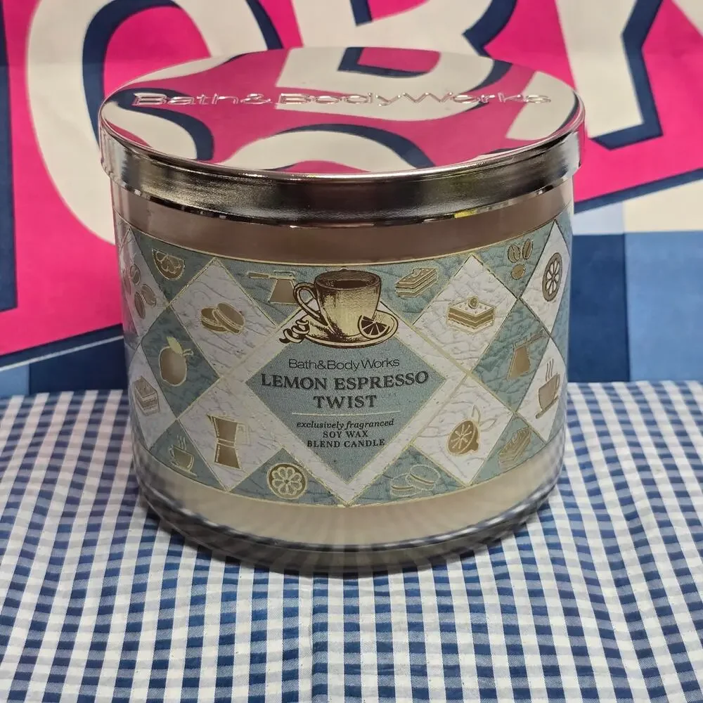 BBW Lemon Espresso Twist Soy Wax Blend Large 3 Wick Candle